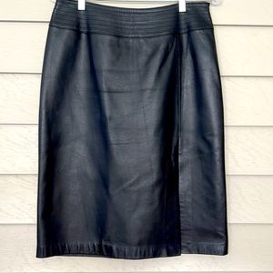 Apostrophe vintage leather midi skirt